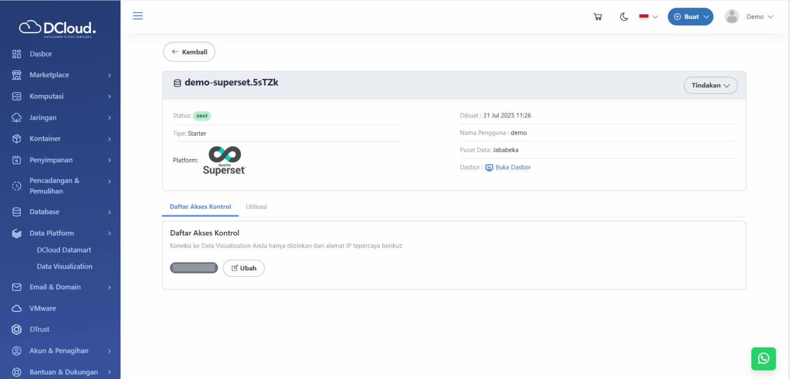 Menampilkan Detail Data Visualization - Dokumentasi DCloud